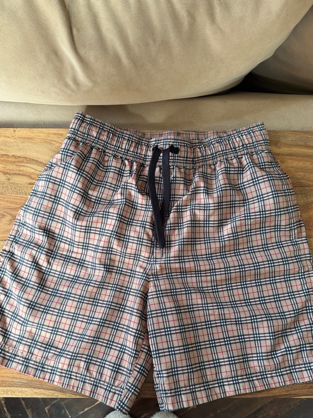 Burberry boys  Plaid Swim Trunks - Black, Beige, Red